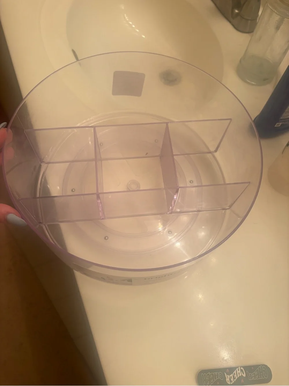 Pottery Barn clear light purple acrylic desk organizer